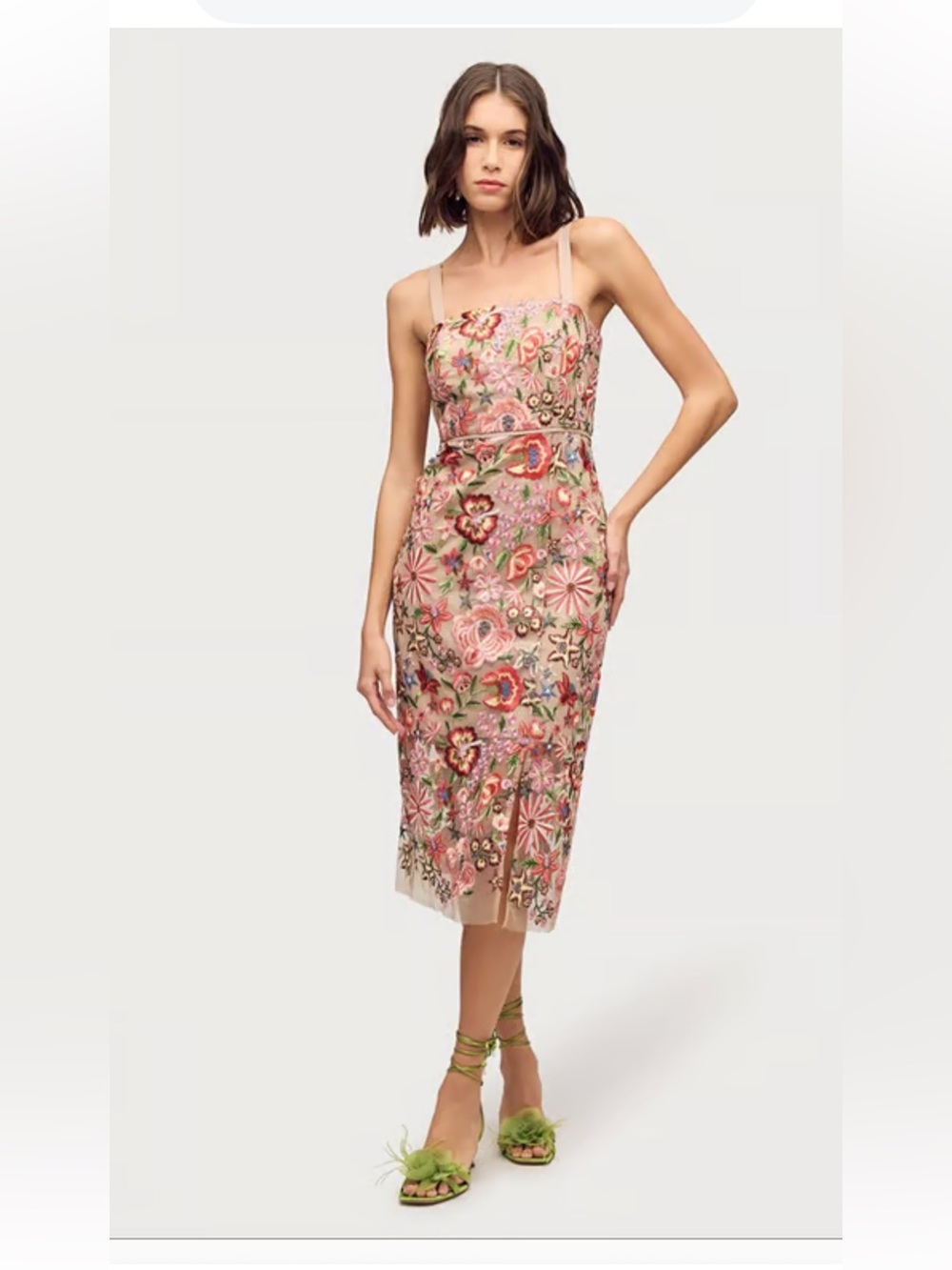 Sam Edelman Pink Floral Embroidered Midi Dress